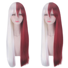 My Hero Academia Todoroki Shoto Long Wig Cosplay Costume Boku no Hero Academia Red and White Hair Halloween Party Wigs For Women 2024 - buy cheap