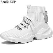 RASMEUP Plus Size 36-44 Women Men Sock Sneakers 2019 Spring Summer Knitted Soft Women's Shoes High Top Platform Woman Footwear 2024 - buy cheap