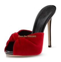 Sandália feminina salto alto stiletto camurça borboleta, chinelos peep toe tamanhos grandes 2024 - compre barato
