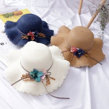 Cute Fashion Children Kids Sun Hat Girl Summer Floral Design Beach Straw Hats Flat Cap 4-8Y Cute Toddler Girl Accessories Hat 2024 - buy cheap