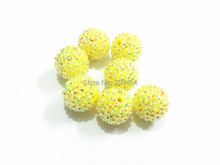Spring Color !  20MM 100pcs/lot  Pastel Yellow Solid With AB  Rhinestone/For Kids  Jewelry Make 2024 - buy cheap