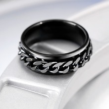 Hesiod Fashion Punk Rock Men's Ring Accessories Stainless Steel Black Chain Spinner Rings For Men 3 Color 2024 - buy cheap