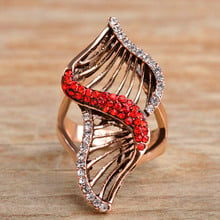 Anel de dedo largo geométrico masculino e feminino, joia turquesa, cristais de cor dourada antiga, anel vintage de cor vermelha bague oco 2024 - compre barato