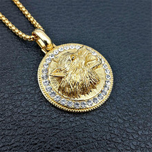 Iced Out-collares de cabeza de Lobo para mujer/hombre, collar de acero inoxidable de Color dorado con brillantes, joyería ostentosa de Hip Hop 2024 - compra barato