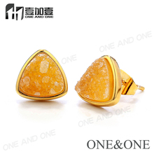 Druzy stone earrings Triangle 8mm  Natural  Druzy Earring Drusy Stud Earrings 2024 - buy cheap