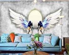 beibehang wallpaper for children's room Custom angel wings photo wallpaper living room bedroom background wallpaper living room 2024 - buy cheap