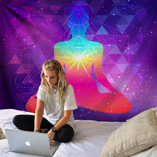 Hipster Sky Sacred Mantra Chakra Tapestry Mandala Wall Hanging Hippie Purple Geometry Wall Cloth Boho Yoga Rug Beach Throw Towel 2024 - buy cheap