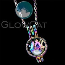 R-C920 Rainbow Love Bird Beads Cage Pendant Essential Oil Diffuser Aroma Pearl Cage Locket Necklace 2024 - buy cheap