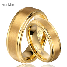 Soul Men 1 Pair 8mm / 6mm Gold Color Tungsten Carbide Engagement Anniversary Marriage Rings Set for His & Her Unique Jewelry 2024 - buy cheap