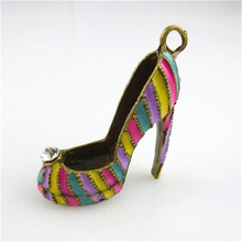 1pc Mutilcolor Enamel Cubic High Heel Shoes Charm DIY Metal Bracelet Necklace Jewelry Findings 2024 - buy cheap