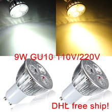 DHL/FEDEX Free High Power Dimmable GU10 3*3W 9W 85-265V CREE LED Light LED Bulb Lamp LED Spotlight 100pcs 2024 - buy cheap