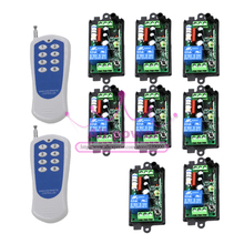 Novo ac 110 v 220 v 1 canal sem fio rf interruptor de controle remoto/sala luzes controle remoto interruptor remoto 8 receptor + 2 transmissor