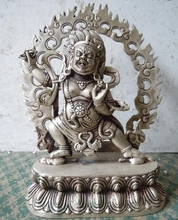 Tibet prata esculpida belas bela Escultura Estátua Acalanatha Buda Budismo 2024 - compre barato