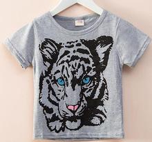 Топы для девочек, летняя коллекция 100%, одежда для малышей с мультяшным изображением тигра, детские футболки для детей, футболки для маленьких девочек/мальчиков 2024 - купить недорого