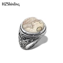 2019 New World Map Ring Vintage Globe Adjustable Rings Handmade Jewelry Art Glass Dome 2024 - buy cheap