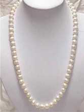 Beautiful! 8-9mm White Akoya Cultured Pearl Necklace 25" Factory Wholesale price Women Gift word JewelryLuxury Ms. girl Wedding 2024 - buy cheap