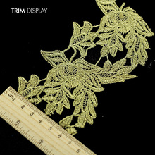 3yards Gold Metallic Embroidered Leaf Applique African Guipure Cord Venise Lace Ribbon 2024 - buy cheap