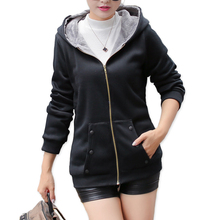 Autumn Winter New Hooded Jacket Women Korean Long Casual Zipper Coat Female Plus Velvet Thicken Women's Top Casaco Feminino 2024 - buy cheap