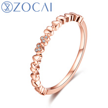 ZOCAI Real 18K Rose Gold (AU750) Genuine 0.01 CT Certified Diamond Wedding Women Ring W06172 2024 - buy cheap