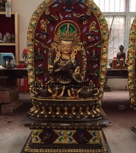 Огромная тибетская буддистская храм, старинная бронзовая позолоченная статуя Будды ваджрадхары матреи 2024 - купить недорого