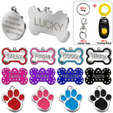 Engraved Pet Dog Tags Custom Cat ID Name Tags for Pets Personalized Paw Bone Shape FREE Gift S L 2024 - buy cheap