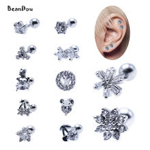 2pcs Fashion Small Stud Earrings Ear Studs Pendientes Brincos Stainless Steel Zircon Crystal Cartilage Tragus Jewelry For Girls 2024 - buy cheap