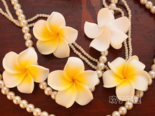 MagiDeal 100 Pcs Wedding Party Hawaiian Frangipani Foam Plumeria Flower Head -4 Colors Photo Tools for Show 2024 - buy cheap