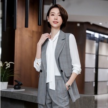 Fashion Plaid Formal OL Styles Women Vest & Waistcoat For Women Business Work Wear Female Tops Clothes 2019 Spring Summer 2024 - buy cheap