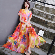 2019 New Collection Summer V-Neck Floral Semi-Formal Party Maxi Dress Beach Plus Size Flowy Bridesmaid Sundress 2024 - buy cheap