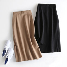 Faldas de oficina para mujer, Faldas lisas de cintura alta elástica, color caqui, 2021 2024 - compra barato