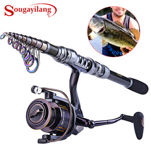 Sougayilang 1.8-3.3M Telescopic Fishing Rod and 13+1BB Spinning Reel Combo Saltwater Carp Wheel Carbon Pole Sets Fishing Tackle 2024 - buy cheap