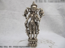 USPS to USA S0081 13 "Tibet Buddhism White Copper Silver Padmapani White TaRa Guan Yin Buddha 2024 - buy cheap