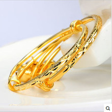 1 par de pulseira infantil amarela banhada a ouro adorável bracelete expansível 2024 - compre barato