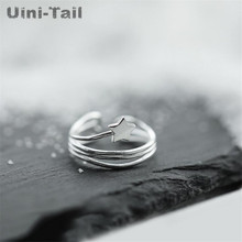 Uini-tail-anillo abierto multicapa de estrellas de plata esterlina 925, novedad, moda femenina, fresca, personalidad de estudiante, creativo y salvaje 2024 - compra barato