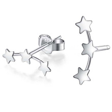 Women Simple Ear Studs Jewelry 1 Pair Cute Silver Plated Three Star Stud Earrings 2024 - buy cheap