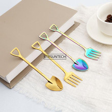 Shovel Shape Cake Spoon Stainless Steel Mini Fruit Fork For Tea Coffee Sugar Ice Cream Cafe Bar Tableware 100pcs 2024 - buy cheap