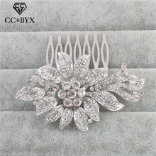 CC Hair Combs Hairpin Bridal Crown Full CZ Crystal Engagement Wedding Accessories For Party Jewelry Flower Leaf Rhinestone hx087 2024 - buy cheap
