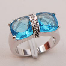Simulated Aquamarine Women 925 Sterling Silver Ring F810 Size 6 7 8 9 10 2024 - buy cheap
