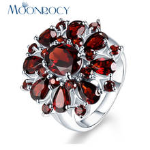 MOONROCY Silver Color Cubic Zirconia CZ Vintage Red Crystal Promise Wedding Ring for Women Gift Drop Shipping Jewelry Wholesale 2024 - buy cheap