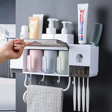 1Set Automatic Toothpaste Dispenser Towel Holder Wall-Mount Toothpaste Squeezer Toothbrush Rack With Hook Bathroom Accessories 2024 - buy cheap