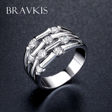 Bravekiss único multi linha anéis de bambu jóias para mulher redondo cz pedra nupcial casamento bandas damen silberrige aliança bur0346 2024 - compre barato