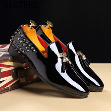 Patent Leather Rivet Party Shoes Men Classic Tassel Coiffeur Loafers Men Brand Shoes Moda Italiana Luxury Shoes Men Formal Bona 2024 - buy cheap