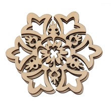 ANGRLY 10pcs 8*8cm Christmas Hanging Ornaments Decoration Wooden Hollow Snowflake Design Embellishments New Year Decoration 2024 - buy cheap