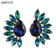 JERPVTE Fashion Ethnic Glass Luxury Wholesale Multicolor Pure Stone Flower Charm Statement Women Wedding Earrings 2024 - buy cheap