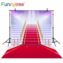 Funnytree background for photo golden Red carpet White stairs spotlight birthday party photocall wedding backdrop photography 2024 - buy cheap