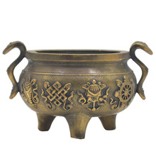 Copper antique eight treasures double ear incense burner Buddhist temple supplies aromatherapy furnace line incense coil 2024 - buy cheap