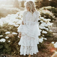 HIGH QUALITY New Fashion 2022 Designer Runway Dress Women's Flare Sleeve Cascading Ruffles Lace Dress 2024 - buy cheap