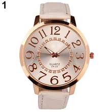 Men's Women's Roman Design Big Numerals Rhinestone Dial Faux Leather Quartz Analog Wrist Watch 93XN 2024 - buy cheap