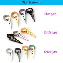 1 Pair newest Mens Women titanium Steel Dangle Spike Triangle Stud Earring Punk star/circle/cross three type ear plug 2024 - buy cheap