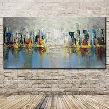 Artirx pintura a óleo sobre tela, pintada à mão, tamanho grande, cidade, construção, moderna abstrata, poster de parede, decoração para casa, sem moldura 2024 - compre barato